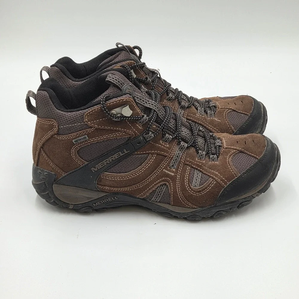 Merrell Yokota Mid Waterproof Hiking Boots Mens 10 Dark Earth Brown J086744